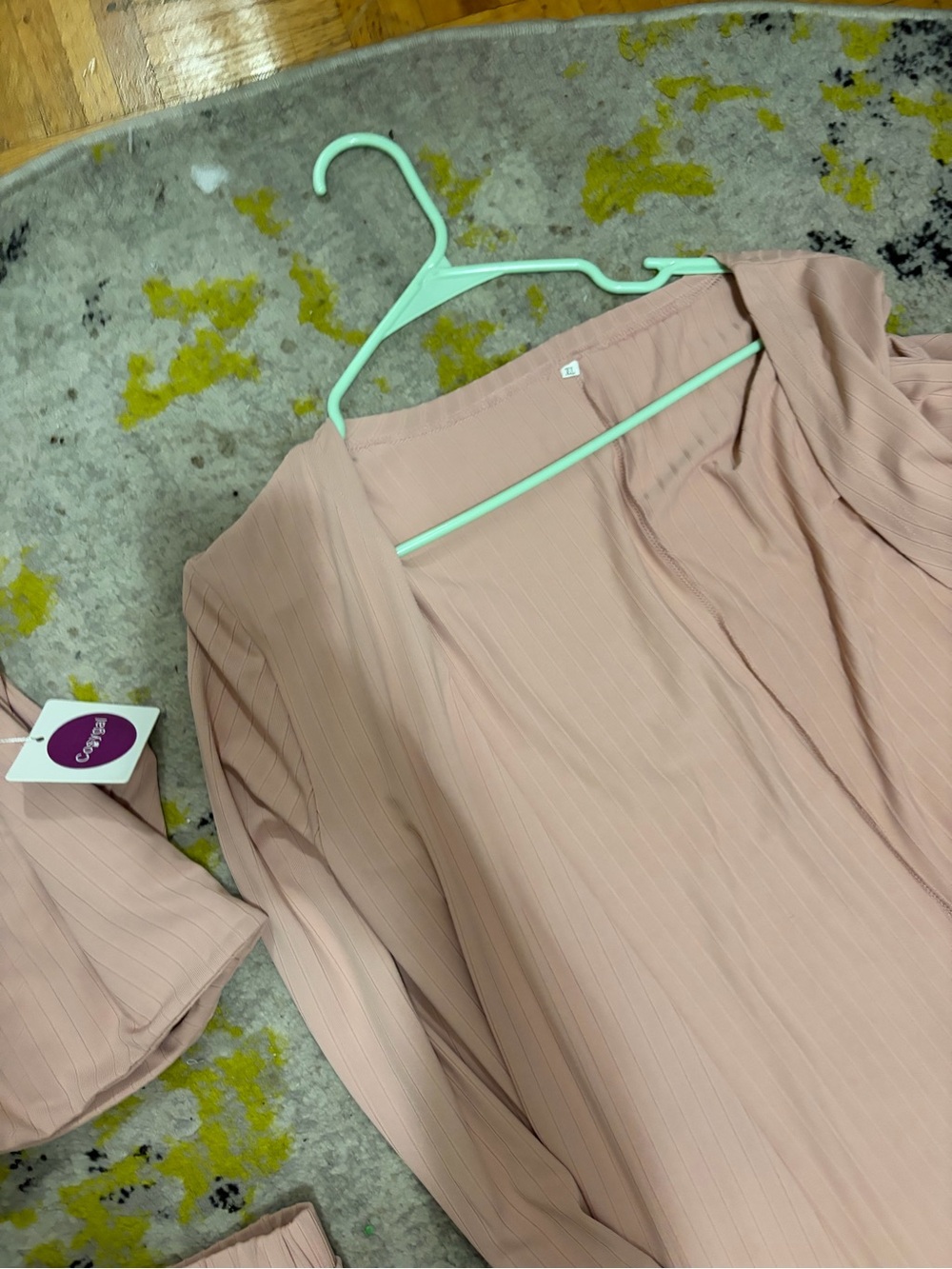 3-Piece Ribbed Set in Blush Pink - Picture 3 of 3